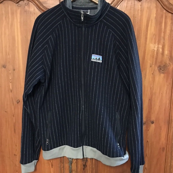 Rare VTG Patagonia Big Label Jacket Sweater Pinstripe 40th Anniversary Men’s XL